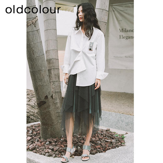 oldcolour简约衬衫2023春季新款设计感小众防晒上衣女P12013295 商品图1