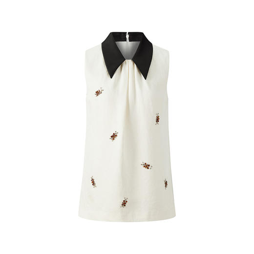 HL2DAWDR1007 拼色翻领A字无袖上衣 商品图1