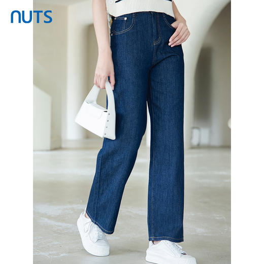 NUTS春秋季新款复古宽松直筒阔腿显瘦水洗牛仔长裤4391101A1 商品图1