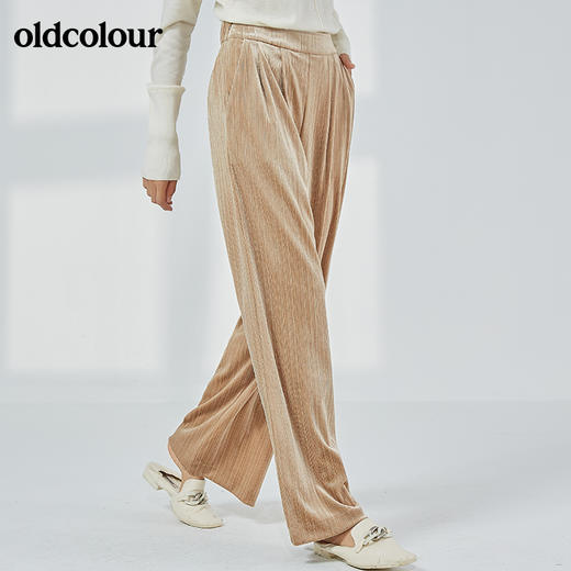 oldcolour时尚气质宽松绒裤女春秋百搭拖地裤休闲阔腿裤女GP11073645 商品图0