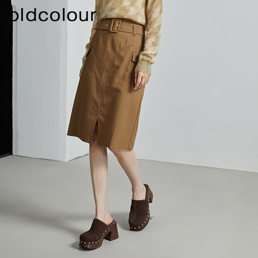 oldcolour秋季新款设计感小众显瘦开叉包臀半身裙子女P330602A1 商品图2