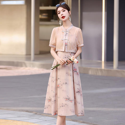 2024夏季女装新品韩版时尚短外套印花吊带裙两件套连衣裙 YF9606 商品图0