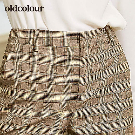 oldcolour秋季新款格子休闲长裤修身西服裤女L33073317 商品图2