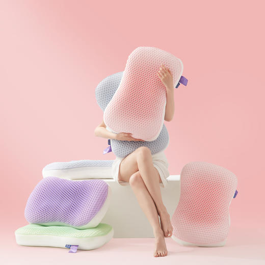 夏天凉枕头新款TPE果胶羽丝枕  凉感猫肚皮释压枕头四季双面学生宿舍透气枕芯 商品图3