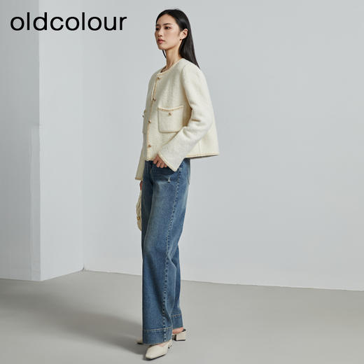 oldcolour秋季新款圆领轻熟甜美淑女小香风羊毛外套女P340405A1 商品图2