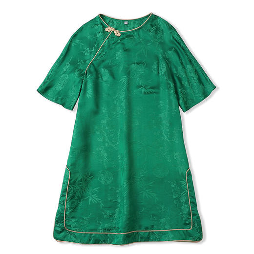 真丝缎竹梅中袖旗袍改良夏高档国风女装AYK-220513 商品图4