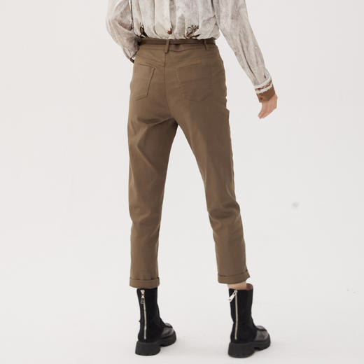 谜底直筒裤女士2024秋新品复古百搭高腰宽松弹力九分裤243MK1206 商品图2