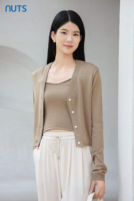 NUTS春秋季新款针织开衫外搭时尚通勤风毛织短外套女4380508A1 商品图5