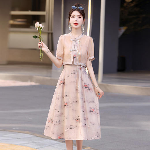 2024夏季女装新品韩版时尚短外套印花吊带裙两件套连衣裙 YF9606 商品图1