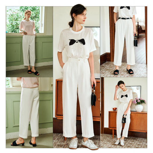 OLrain欧芮儿白色高腰直筒牛仔裤女夏季2024年新款休闲长裤小个子 商品图4