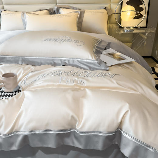 【颜值主义，C位出道】A类60支长绒棉床上四件套 全棉纯棉 轻奢绣花 裸睡被套床单床笠四件套-QQ 商品图6