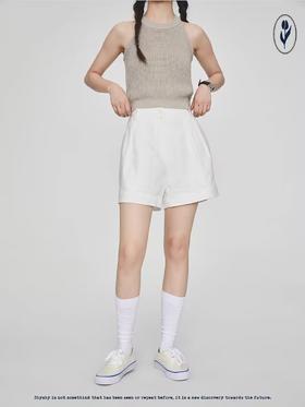 shyshystill/shy202305052/亚麻经典剪裁透气基础百搭垂顺感两色短裤