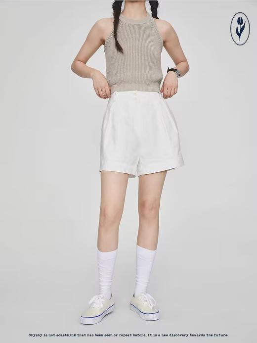 shyshystill/shy202305052/亚麻经典剪裁透气基础百搭垂顺感两色短裤 商品图0