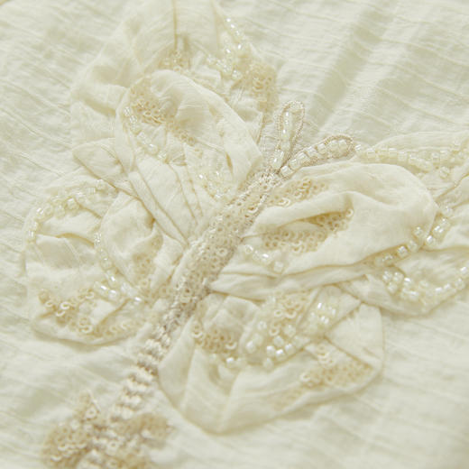 谜底绣花衬衫七分袖女2024秋季新品通勤风亲肤透气衬衣243MC1149 商品图3