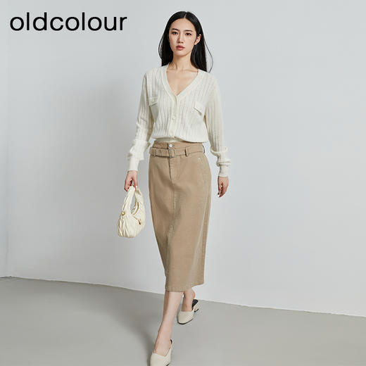 oldcolour秋季新款羊毛衫女100%纯绵羊毛V领长袖针织衫P340507A1 商品图4