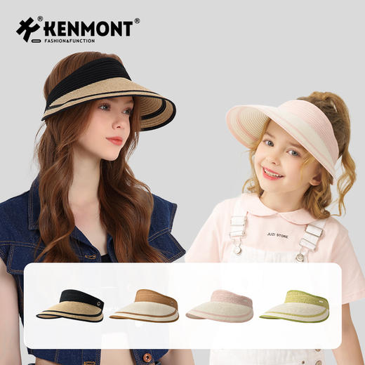 卡蒙网红空顶鸭舌草帽女夏天防紫外线海边遮阳凉帽可折叠防晒帽KM-6057 商品图11
