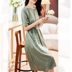 弹力缎真丝气质，显瘦桑蚕丝绸缎连衣裙KQN-29361