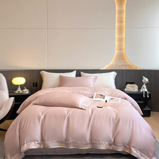 【一抹淸“凉“，夏日睡眠新宠儿】夏季新款 凉感天丝四件套 纯色高端刺绣 冰丝床上用品 家用被套床单四件套-QQ 商品图7