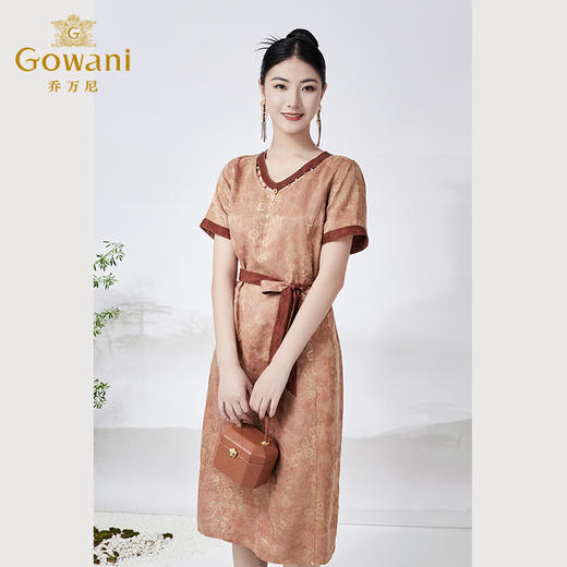 【红云纱】乔万尼真丝红云纱连衣裙20mm重磅桑蚕丝撞色设计ET2E279 商品图3