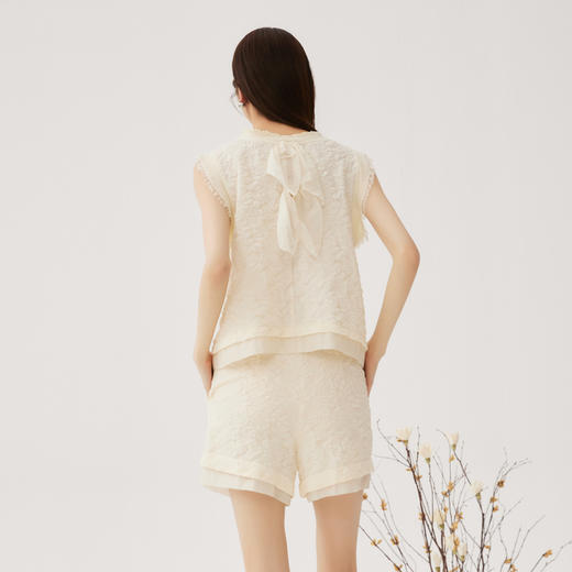 谜底套装女士2024秋季新品小香风后背蝴蝶结上衣+短裤243MTZ0960 商品图2