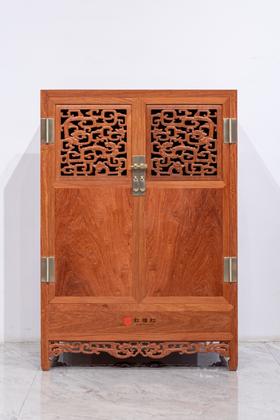 红桥红  家具严选  缅甸花梨（大果紫檀）【92拐子纹 透格方角柜】