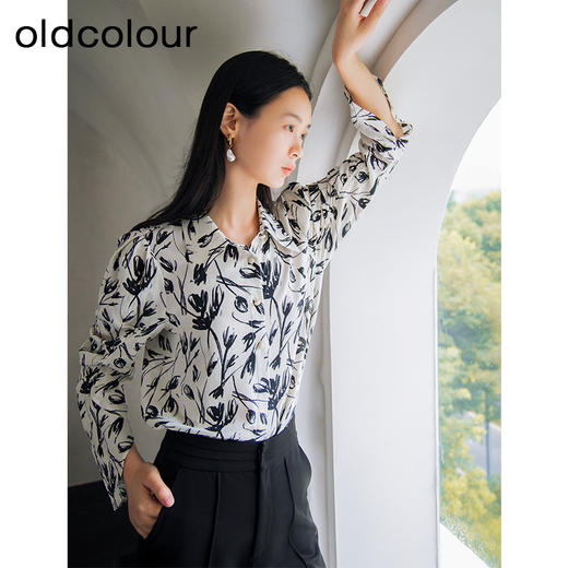 oldcolour春秋季新款小众设计感休闲时尚街头风碎花衬衫女P330107A1 商品图1