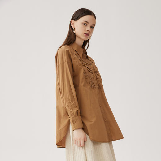 谜底大廓形立体绣花衬衣2024秋季新品慵懒风衬衫女长袖243MC1170 商品图1