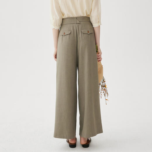 谜底阔腿裤女2024秋季新品通勤风优雅松弛感长裤配腰带243MK1073 商品图2