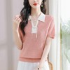 翻领冰丝短袖t恤，宽松短款体恤薄款针织衫CC-103-A0813 商品缩略图1