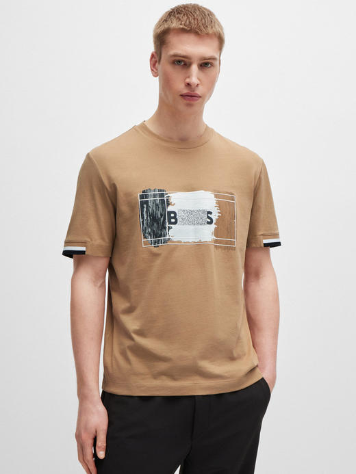 老板 2024夏新款  男士 三色艺术图案 棉质圆领短袖T恤 Z-11803 商品图12