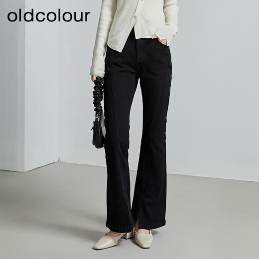 oldcolour秋季新款复古紧身微喇高腰显瘦通勤牛仔长裤女P331105A1 商品图4