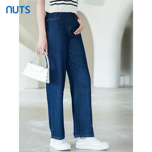 NUTS春秋季新款复古宽松直筒阔腿显瘦水洗牛仔长裤4391101A1 商品图3