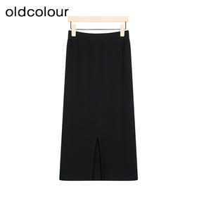 oldcolour夏季新款黑色半身裙高腰复古A字显瘦中长裙女GP21063749