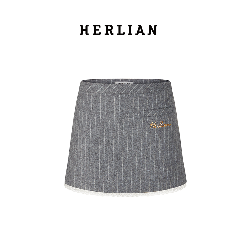 HL2DAWSK1931 钉珠logo蕾丝边裤裙