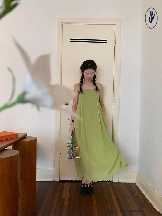 shyshystill/shy202305024/经典款质感苎麻褶皱清凉极简吊带连衣裙 商品图3