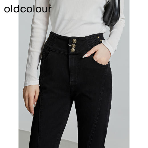 oldcolour秋季新款复古紧身微喇高腰显瘦通勤牛仔长裤女P331105A1 商品图3