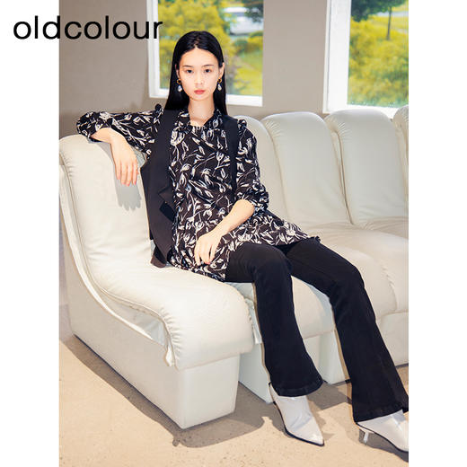 oldcolour秋季新款复古提花宽松显瘦连衣裙女+外件马甲P331010A1 商品图4
