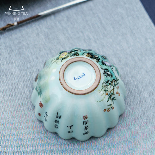 问鼎汝瓷鼎峰系列天青老款蕊香杯 （莺啭春枝） 商品图4