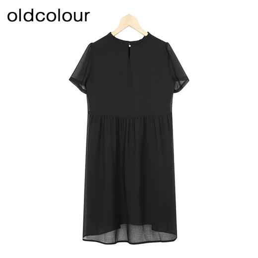 oldcolour夏季新款鱼鳞褶休闲遮肉通勤透气连衣裙女GP21101741 商品图3