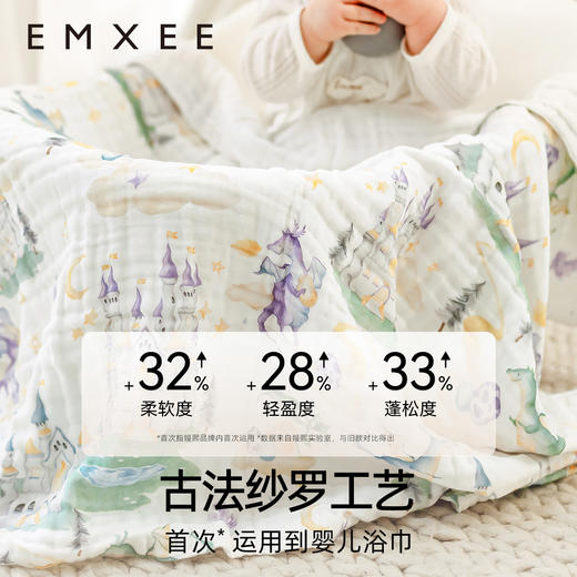 【洗浴用品】EMXEE嫚熙婴童六层皱布纱浴巾 商品图3
