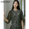oldcolour秋季新款法式气质优雅显瘦中袖碎花裙子女GP31102002 商品缩略图3