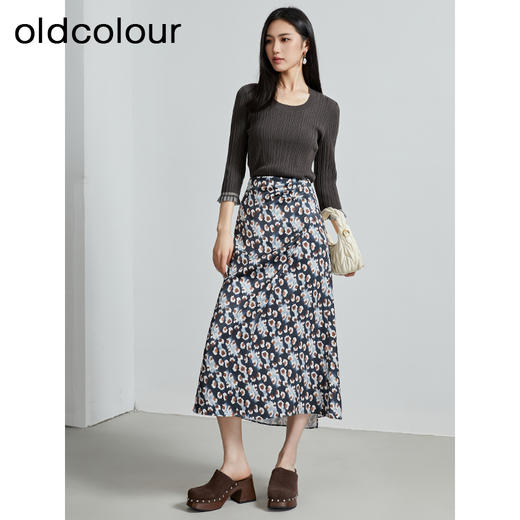 oldcolour春秋季新款气质修身显瘦圆领针织套头衫女P320510A1 商品图3