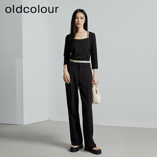 oldcolour春秋季新款百搭时尚纯色方领九分袖打底衫上衣女P320204A1 商品图2