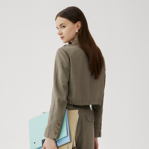 谜底小西装外套女2024秋款通勤风时尚短款百搭西服长袖243MW1074 商品图2