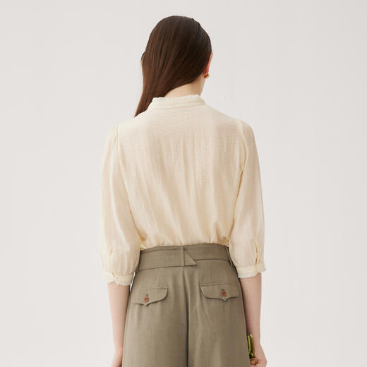 谜底绣花衬衫七分袖女2024秋季新品通勤风亲肤透气衬衣243MC1149 商品图2