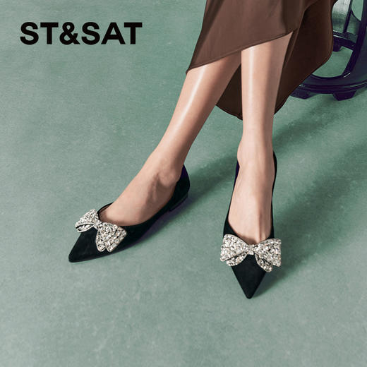星期六法式优雅蝴蝶结平底单鞋SSC3111057 商品图0