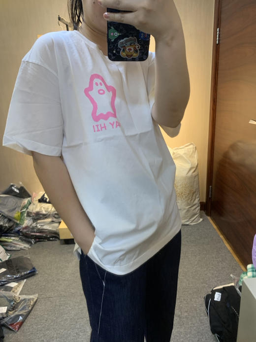 水淼2024夏新款纯棉宽松印花小怪兽减龄T恤8039 商品图6