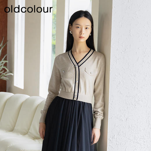 oldcolour2023春秋季新款假两件针织拼接连衣裙女气质网纱裙P341002A1 商品图2