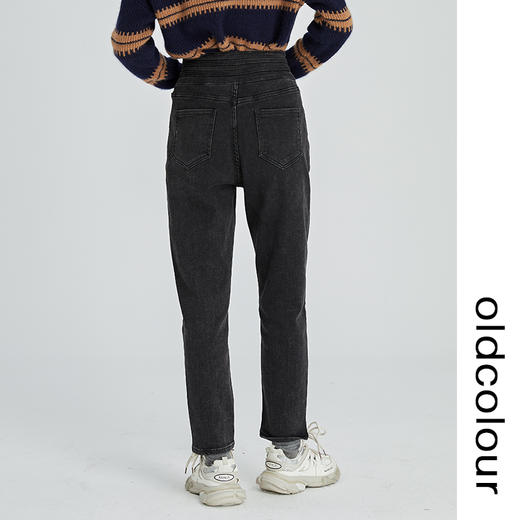 oldcolour2022冬季新款黑色高腰直筒显瘦时尚百搭九分牛仔裤女GN41113989 商品图3