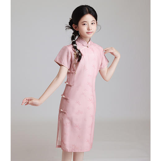 LSB粉色改良儿童旗袍夏季2024新款女童日常高端中国风小女孩高级表演 商品图0